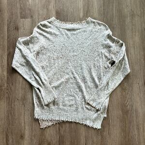 Nic & Zoe Bespeckle Crewneck Sweater Tan & Brown Small Cotton
